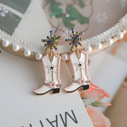 Coquette Cowgirl Boots Dangle Earrings