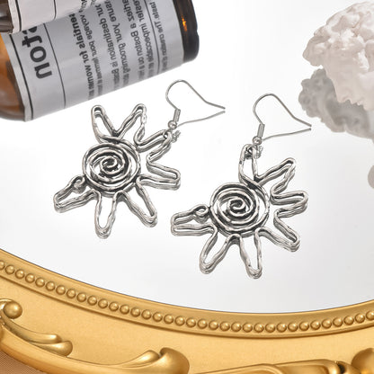 Silver Boho Sun Hook Earrings