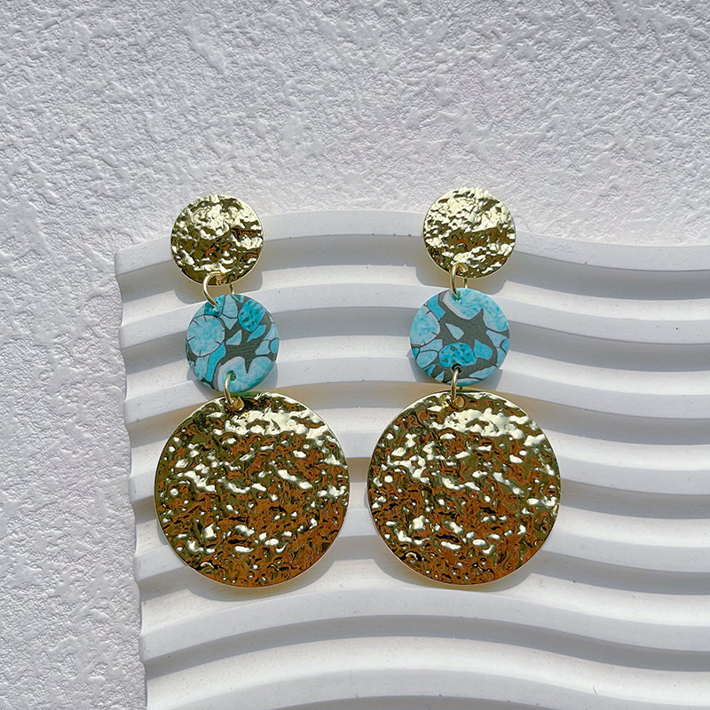 Cyan Polymer Clay Dangle Earrings