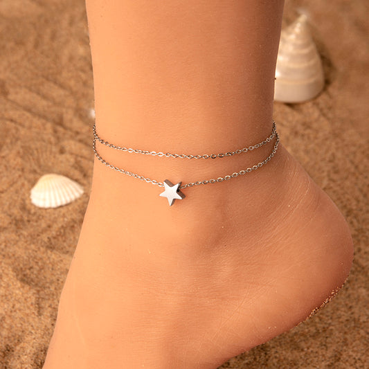 Silvery Star Chain Anklet