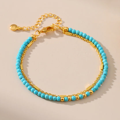 Beachy Turquoise Gold Beaded Bracelet