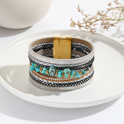 Western Boho Turquoise Wrap Bracelet