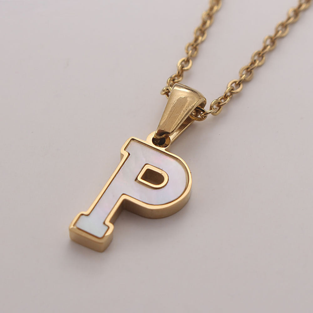 Bold Initial Shell Pendant Necklace