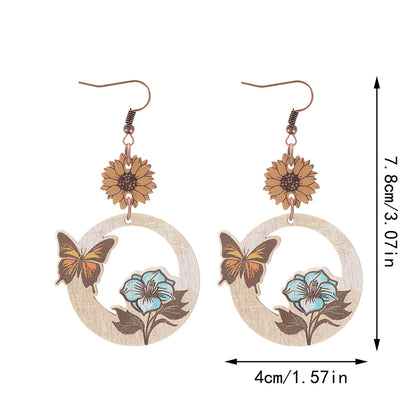 Vintage Garden Wooden Dangle Earrings