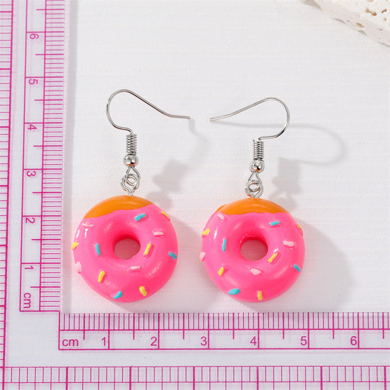 Cute Donut Art Resin Dangle Earrings