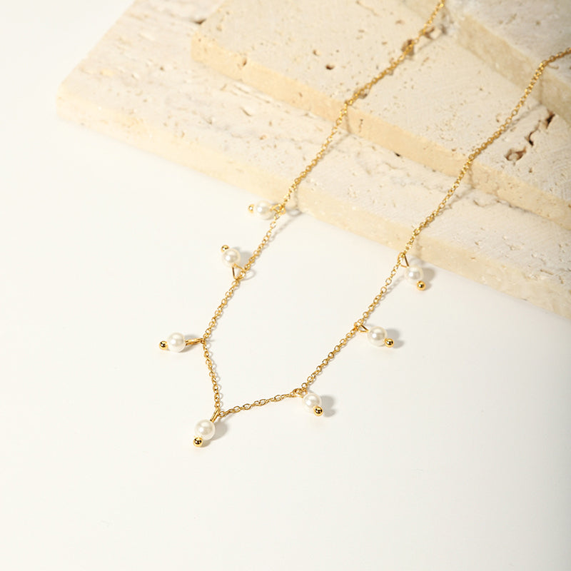 Dainty Freshwater Pearl Chain Necklace