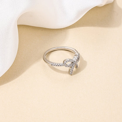 Minimalist Bow Rhinestone Ring