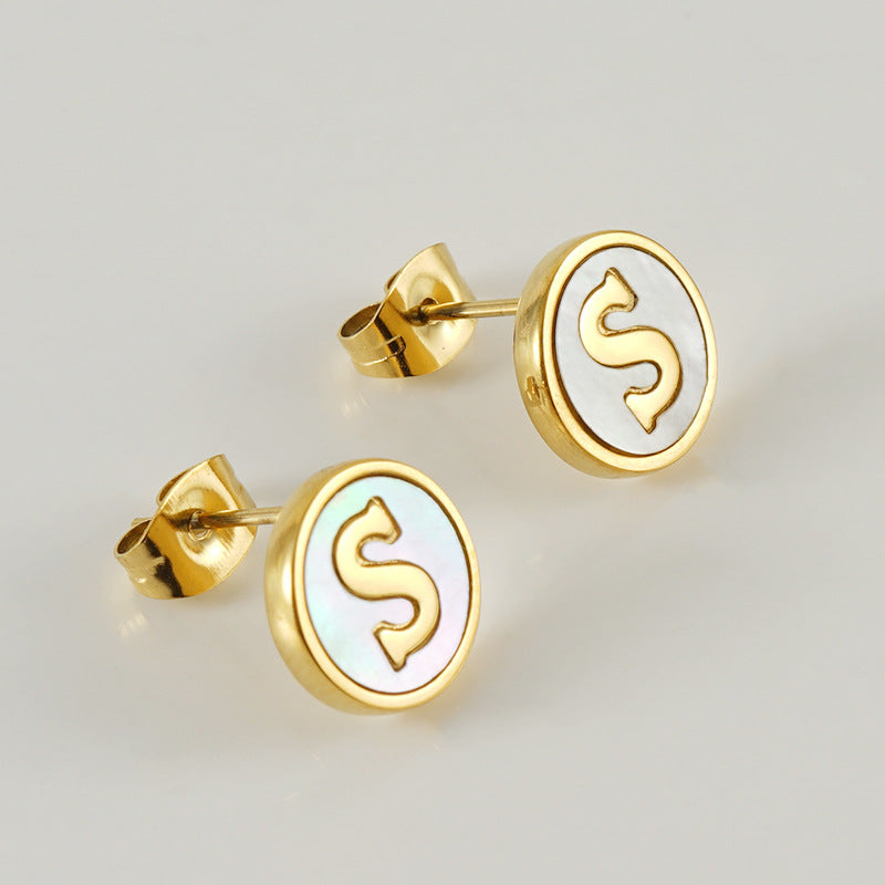 Custom Shell Letter Stud Earrings