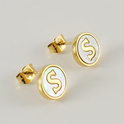 Custom Shell Letter Stud Earrings