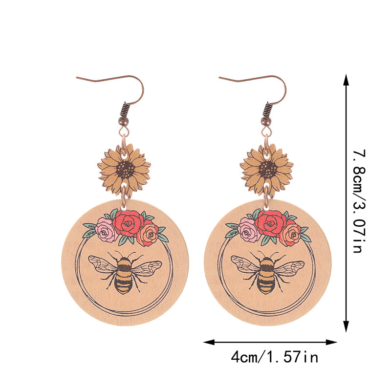 Vintage Garden Wooden Dangle Earrings