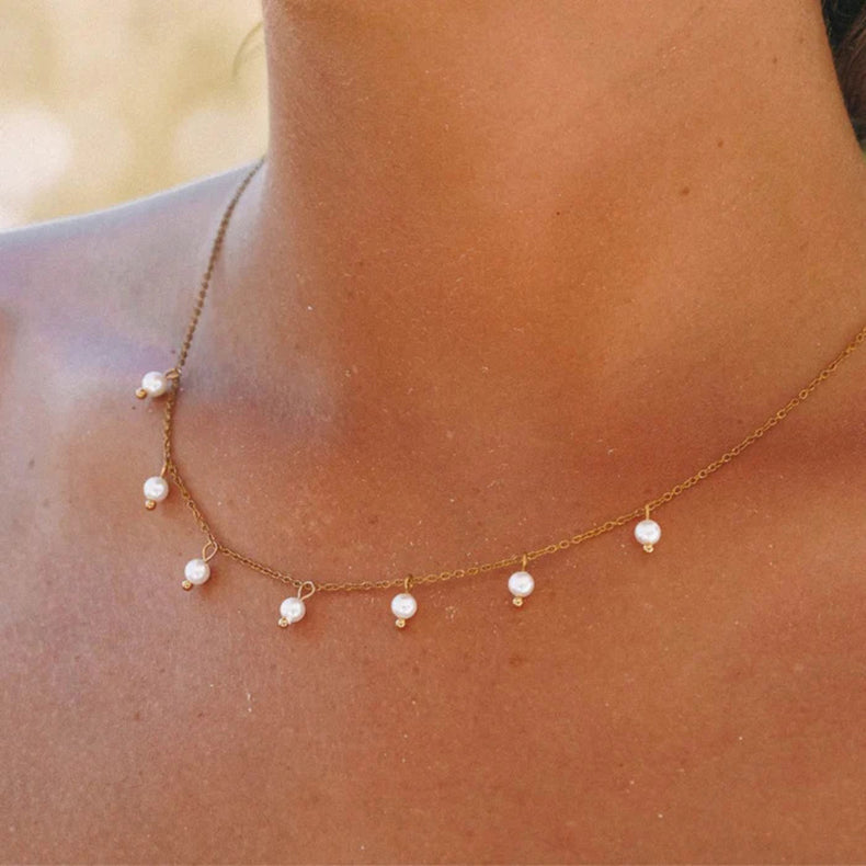 Dainty Freshwater Pearl Chain Necklace