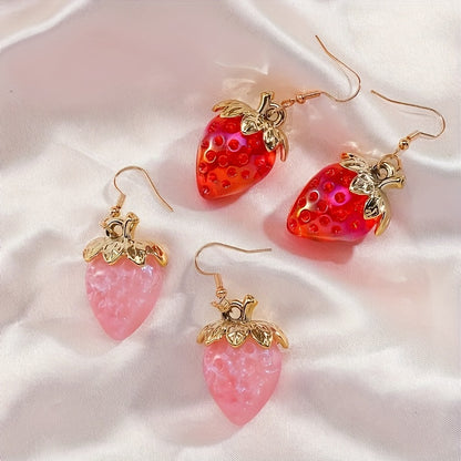 Strawberry Love Resin Dangle Earrings