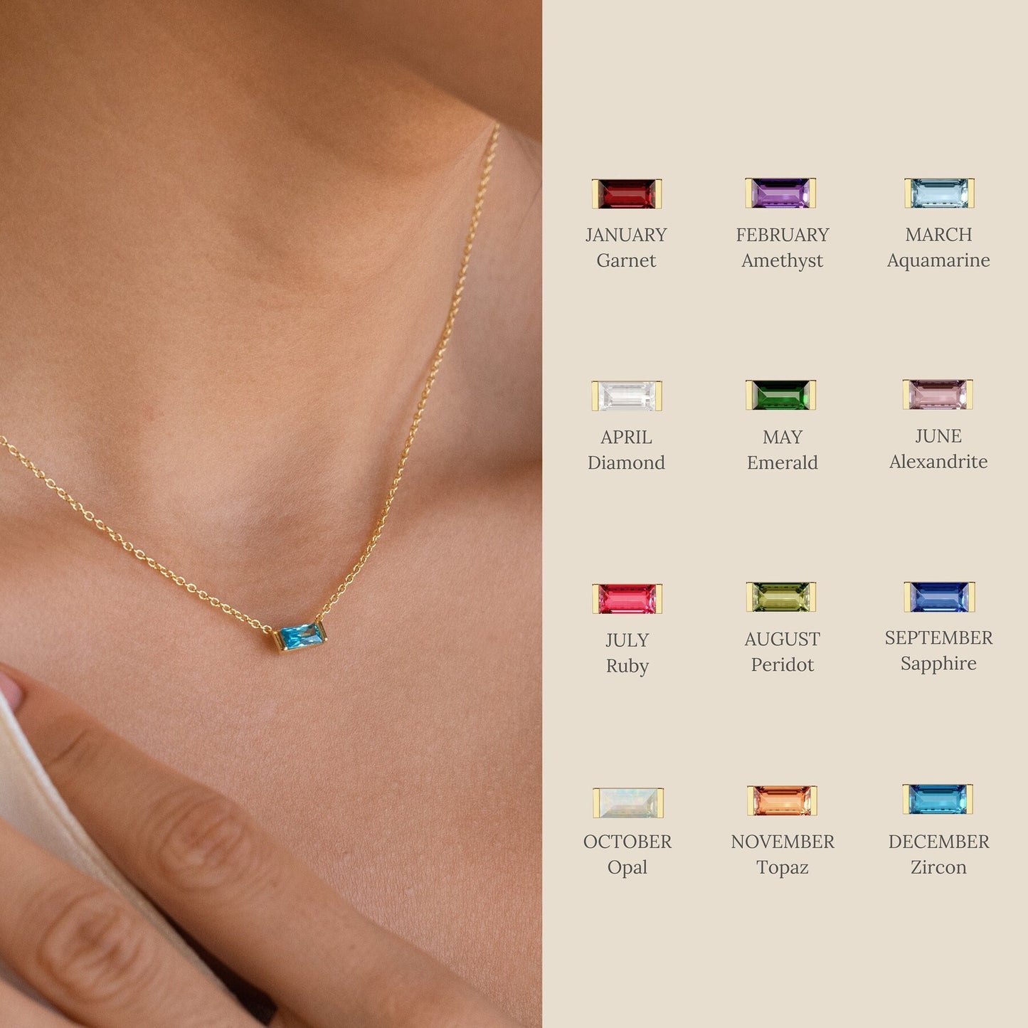 Minimalist Birthstone Chain Necklace