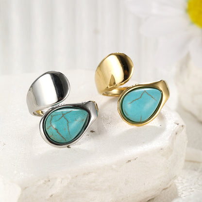 Boho Simple Turquoise Open Ring