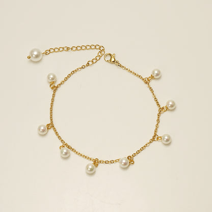 Pearl Charm Golden Chain Anklet