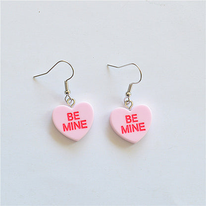 Cute Heart Resin Drop Earrings