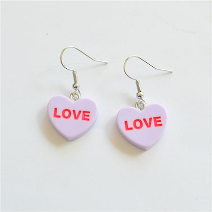 Cute Heart Resin Drop Earrings