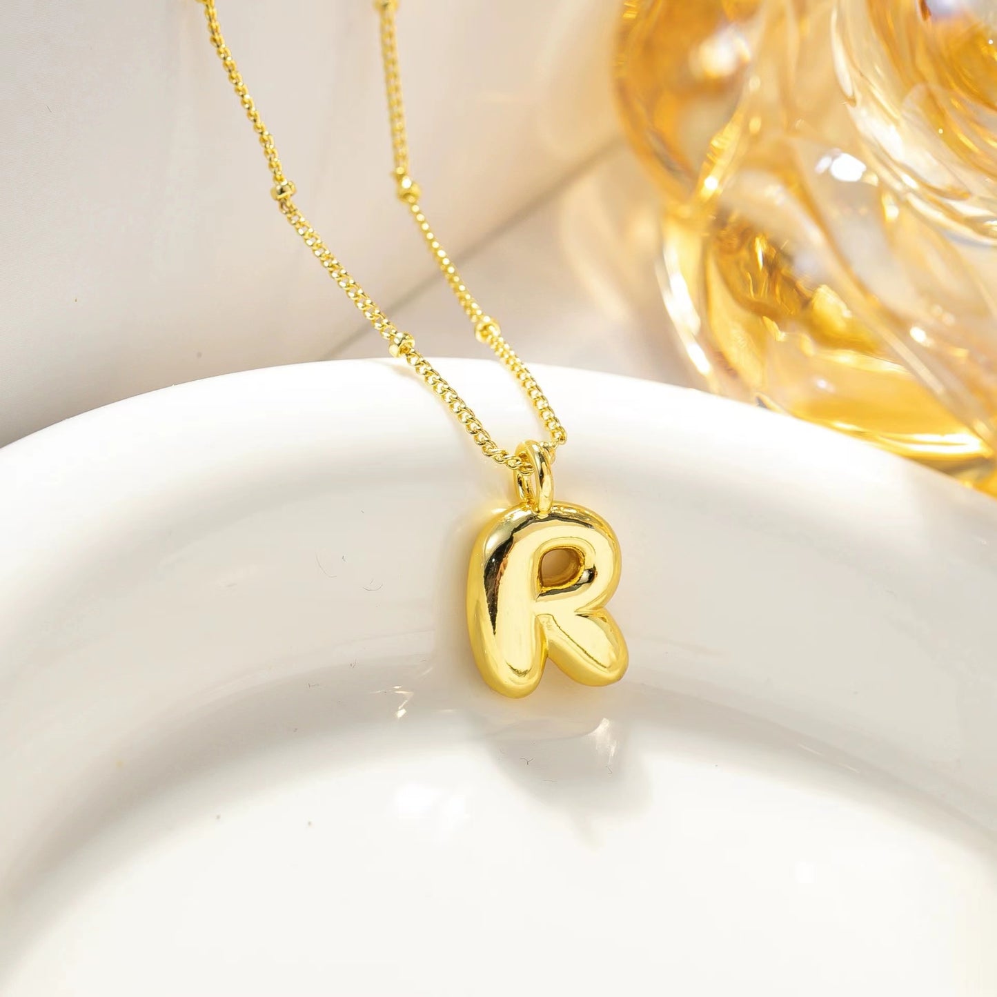 Custom Balloon Initial Pendant Necklace