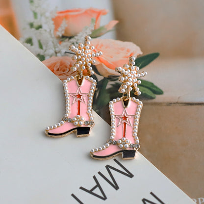 Coquette Cowgirl Boots Dangle Earrings