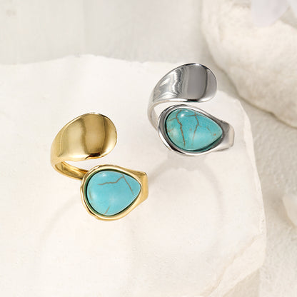 Boho Simple Turquoise Open Ring