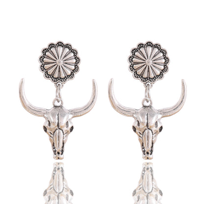 Western Cow Skull Dangle Earrings