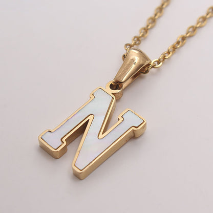 Bold Initial Shell Pendant Necklace