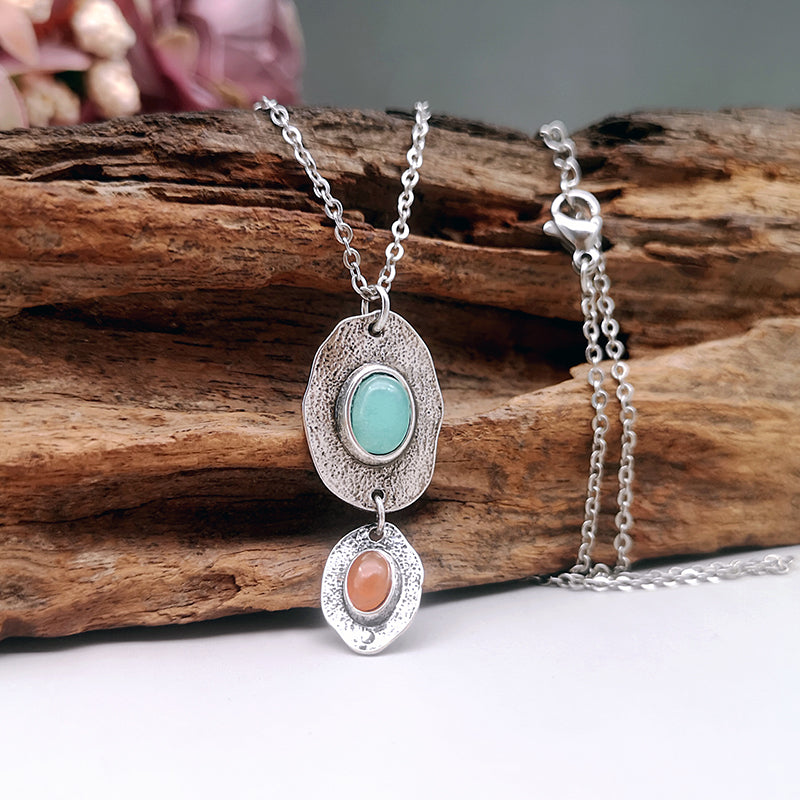 Handmade Boho Gemstone Pendant Necklace