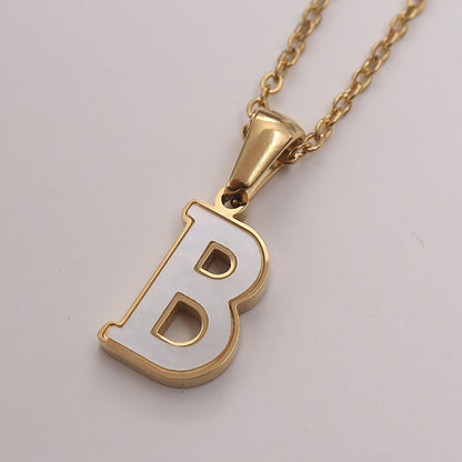 Bold Initial Shell Pendant Necklace