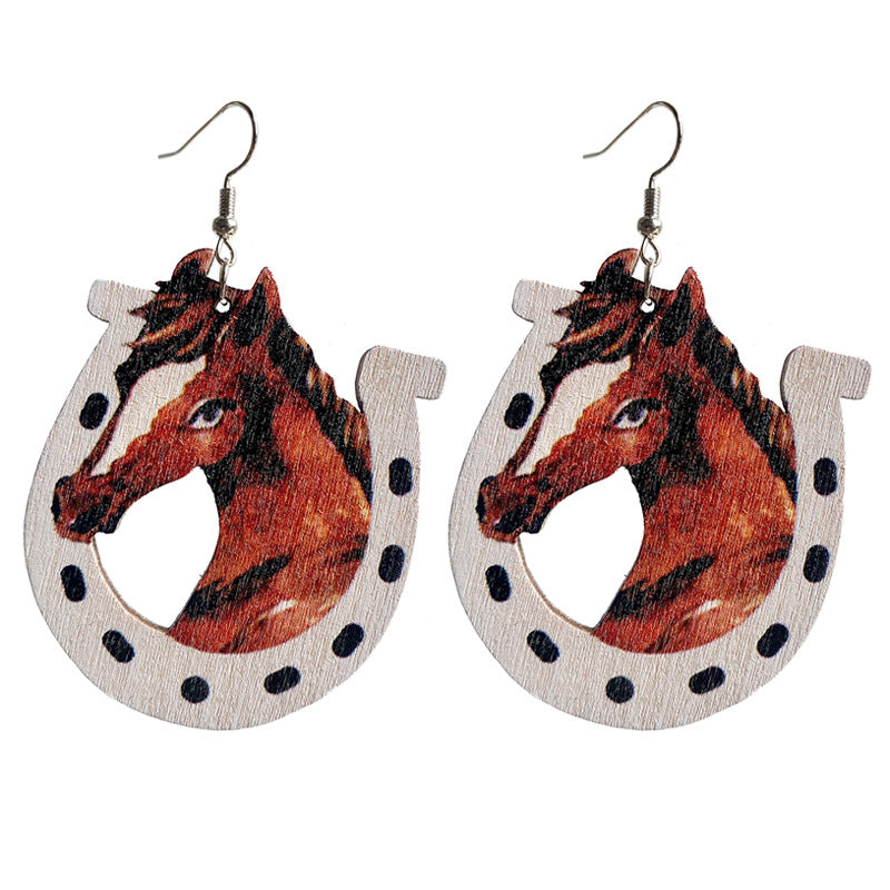 Cowgirl Western Wood Hook Earrings