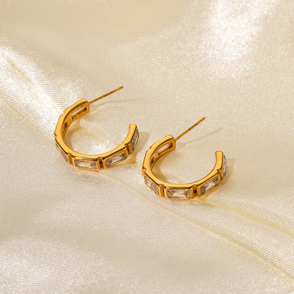 Vintage Zircon Hoop Earrings