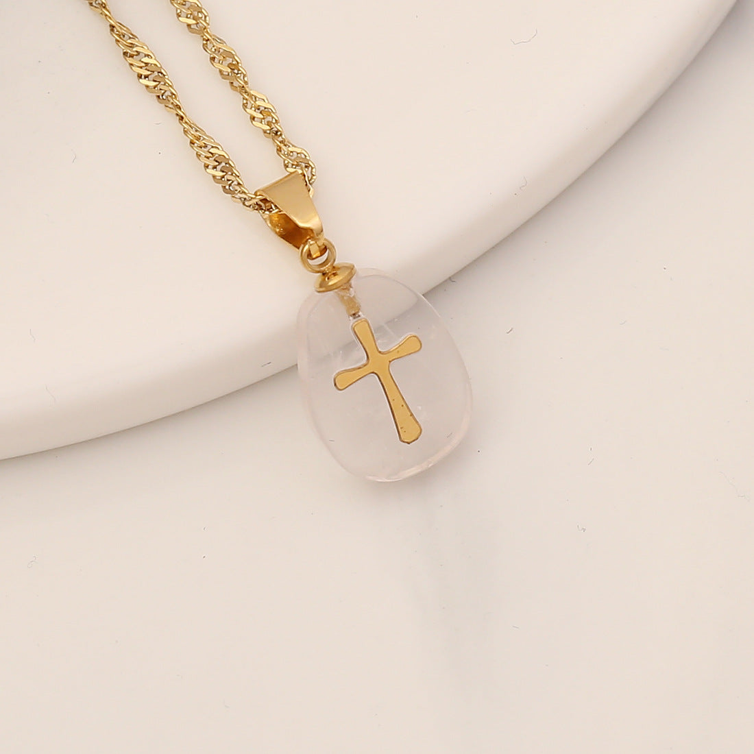 Gemstone Cross Pendant Necklace