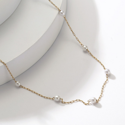 Minimalist Pearl Chain Necklace