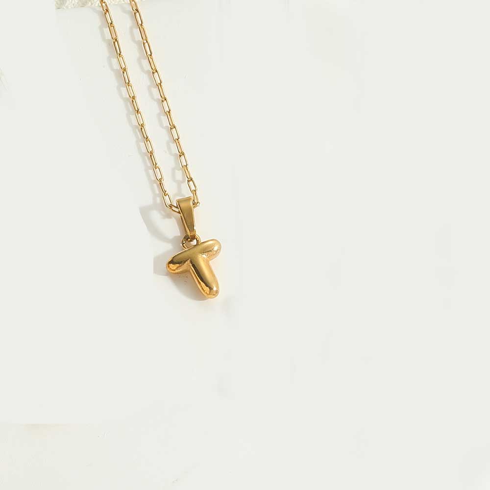 Minimalist Balloon Letter Pendant Necklace