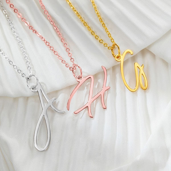 Custom Cursive Letter Necklace