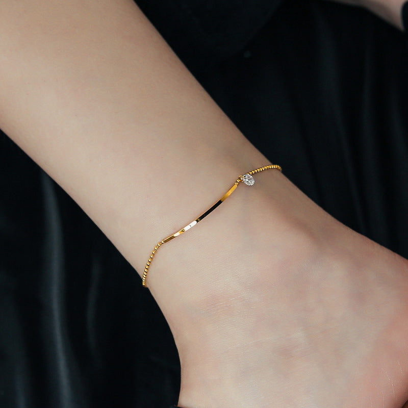 Minimalist Zircon 18K Gold Plated Anklet