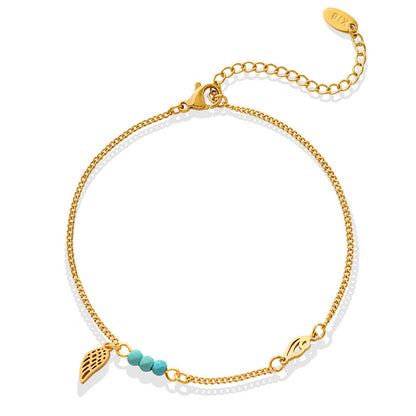 Minimalist Turquoise Angel Wing Anklet