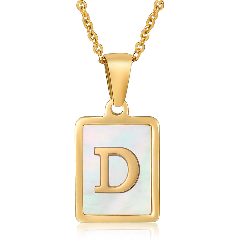 Vintage Initial Shell Pendant Necklace