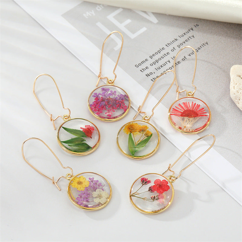 Pressed Flowers Resin Drop Earrings