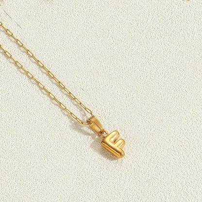 Minimalist Balloon Letter Pendant Necklace