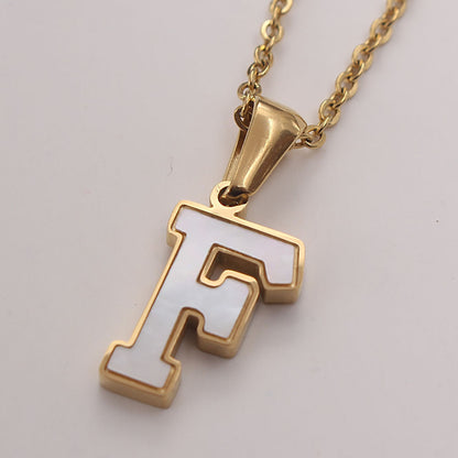 Bold Initial Shell Pendant Necklace