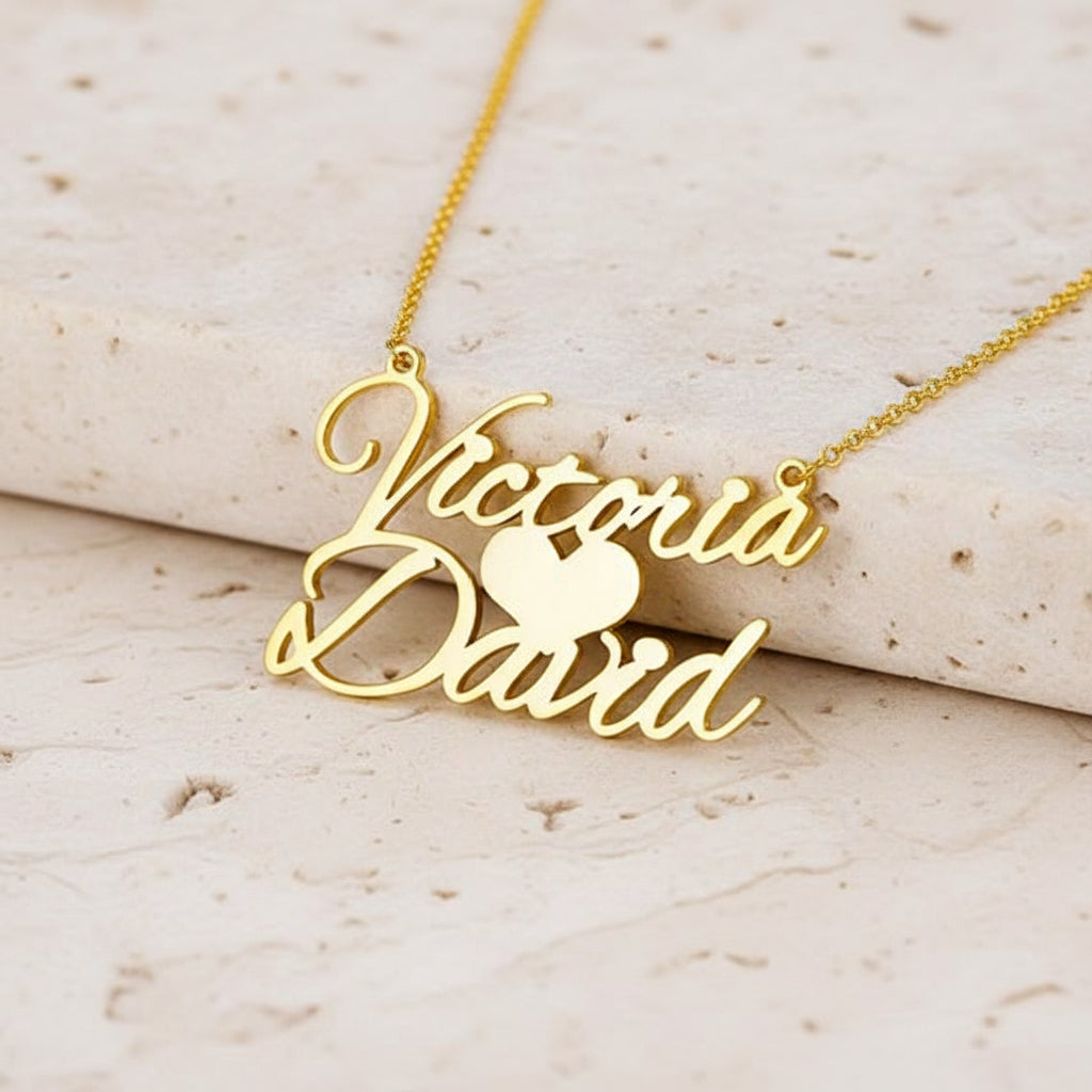 Double Names Heart Necklace