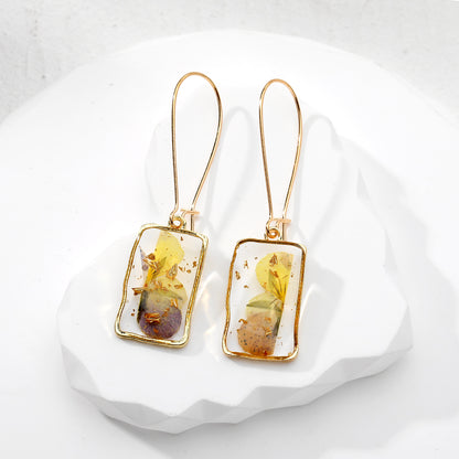 Handmade Pressed Flowers Resin Drop Earrings