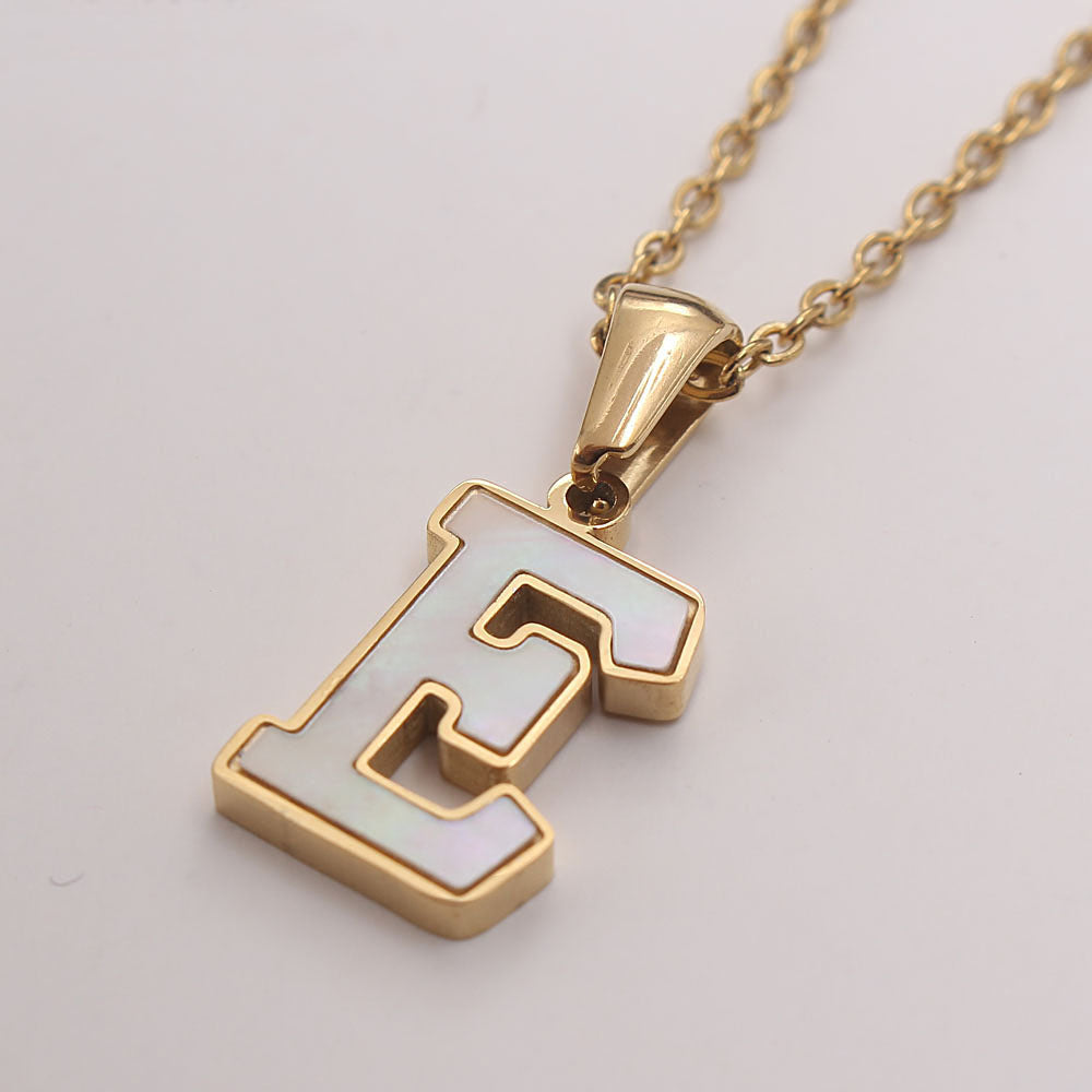 Bold Initial Shell Pendant Necklace