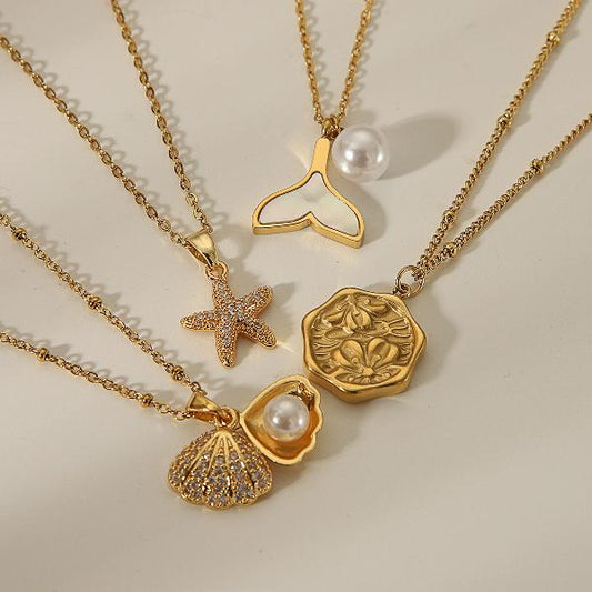 Beachy Golden Pendant Necklaces