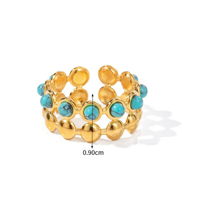 Boho 18k Gold Turquoise Open Rings