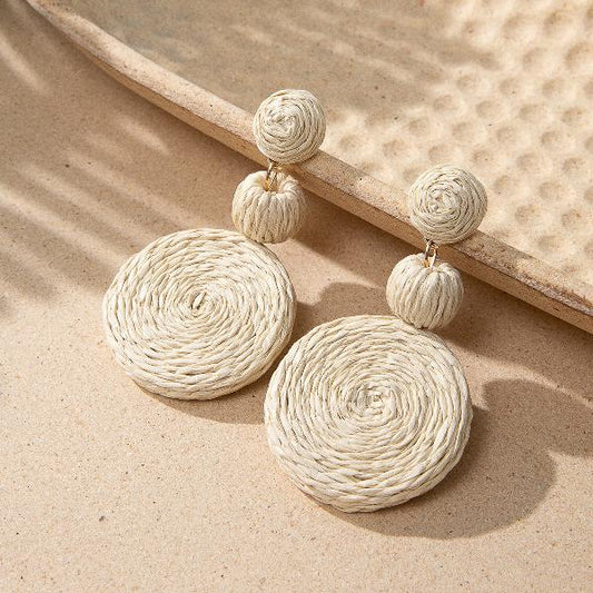 Round Wicker Dangle Earrings