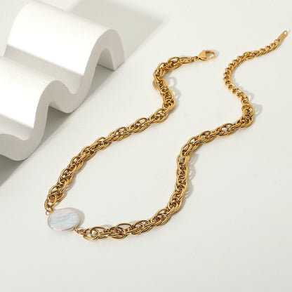 Mother of Pearl Statement Chain Necklace