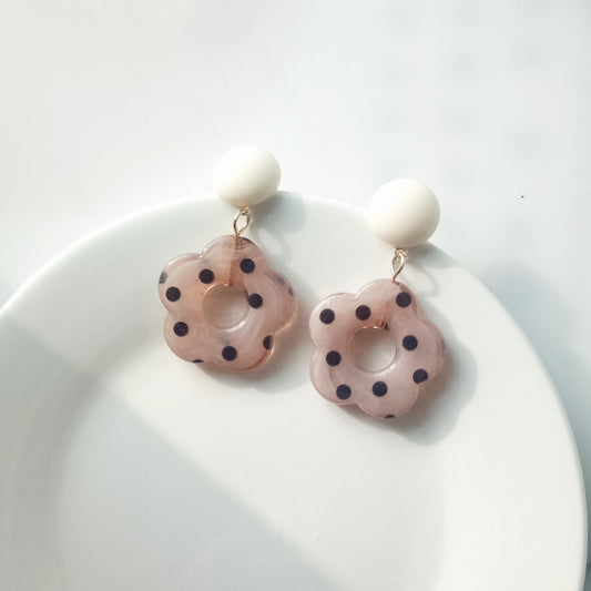 Classic Polka Floral Resin Dangle Earrings