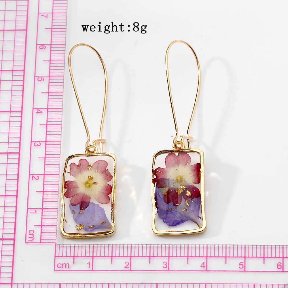 Handmade Pressed Flowers Resin Drop Earrings