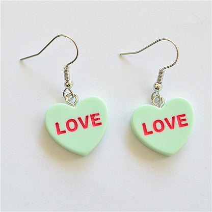 Cute Heart Resin Drop Earrings